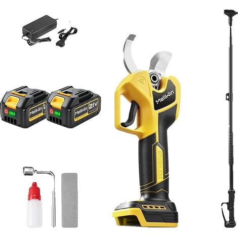Elektrische Gartenschere, Teleskopstange, hohe Schneidleistung, Set mit 2 Batterien (1/2)