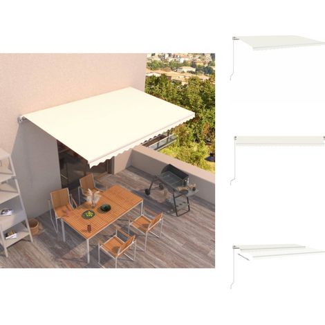The Living Store Markise Manuell Einziehbar 500x300 cm Creme - Markise Einziehbar (1/5)