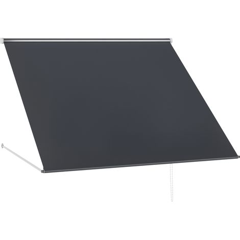 Manuell bedienbare, einziehbare Markise mit verstellbarer Neigung und UV30+-Schutz, 150 x 120 cm, grau
