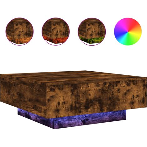Maison Exclusive - Couchtisch mit LED-Leuchten Räuchereiche 80x80