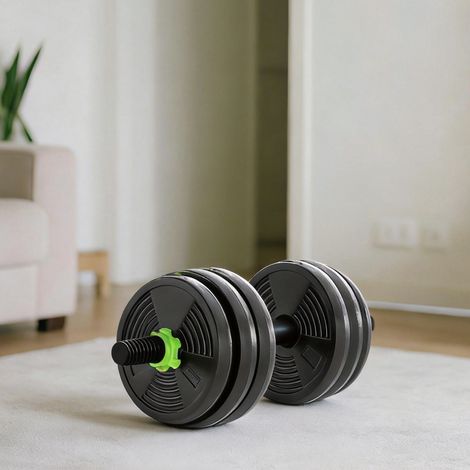 Kit haltères musculation haltères réglables 20 kg 3 en 1, ensemble de poids réglable avec barre d'extension noir (1/5)