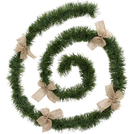 Guirlande de Noël large 10 cm Verte avec 5 Noeuds Longueur 2.7 mètres - Feeric Christmas (1/2)