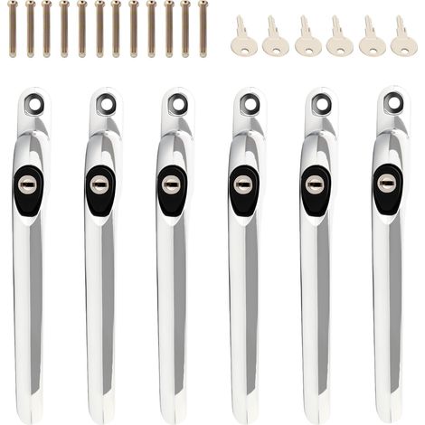6 PCS, argent, 43 mm, poignée alu verrouillable (1/5)