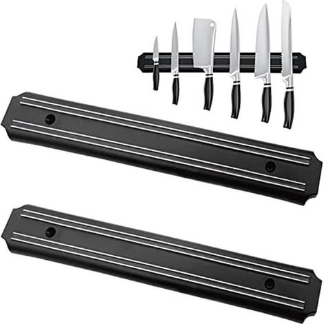 Porte Couteaux Aimanté 2 Pieces 33 Cms Barre Aimantée Porte Couteaux Aimant Couteau Mural Bloc Couteau Magnetique Aimant (1/4)