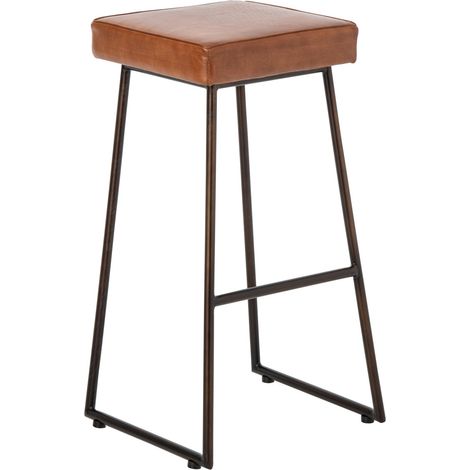 Tabouret de Bar en Cuir "Austin" 73cm Camel (1/4)