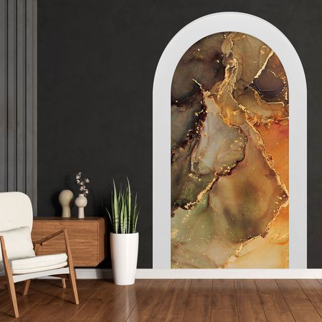 Stickers Trompe l'oeil Arche - Voute - Effet Marbré - 60 x 100 cm (1/3)