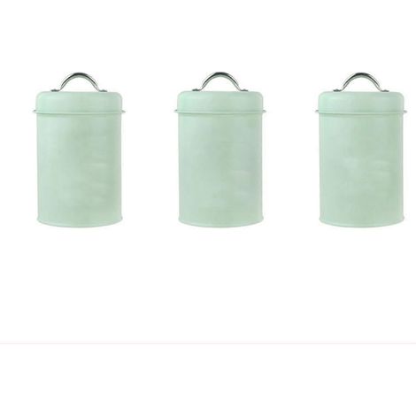 Ensemble de 3 boîtes de rangement en fer pour la cuisine, d'une capacité de 1200 ml, idéales pour ranger le café et autres aliments. Résistantes à la rouille, elles sont roses. (1/5)