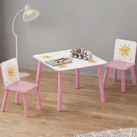 Ensemble table et chaises enfant coloris rose 60 x 60 x 44 cm (1/5)