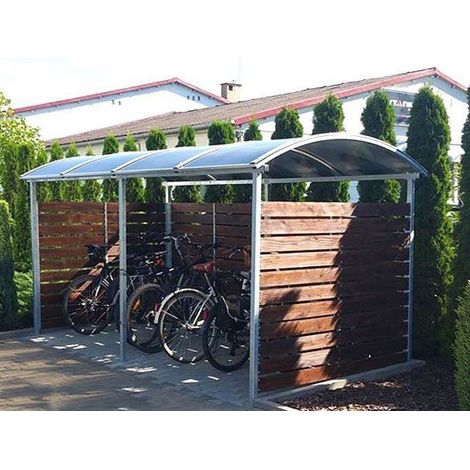 Abri vélo parois en bois ZORZA pour 10 vélos - 420cm - Fixation: à fixer dans le béton