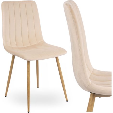 Fauteuil Fresno en bois et velours beige (1/5)