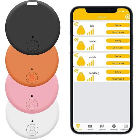 Lot de 4 traceurs d'objets sans fil, localisateur de clés, localisateur de téléphone anti-perte, localisateur de clés avec alarme, détecteur sonore et traceur pour retrouver ses clés, compatible avec (1/5)
