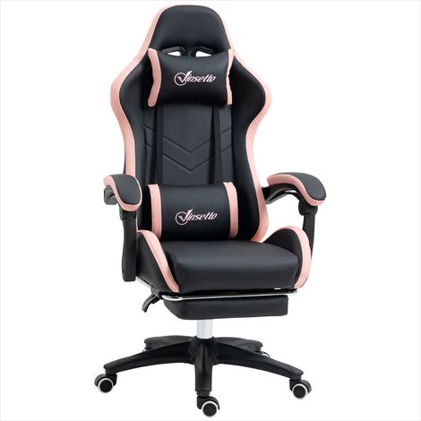 Chaise de bureau gaming ergonomique inclinable 135° rose (1/5)