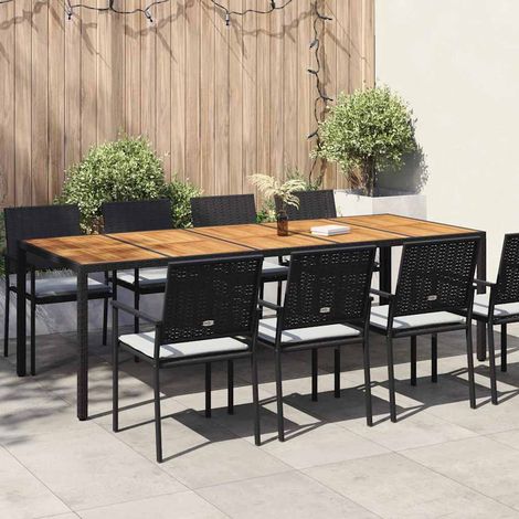 vidaXL Tavolo da Giardino Nero polyrattan