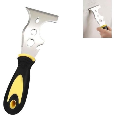 Spatule multifonctionnelle 13 en 1 en acier inoxydable pour enlever la peinture : Utilisez cet outil de peintre pour enlever la peinture, décaper et gratter le papier peint. (1/4)
