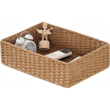 Panier de rangement en paille imitation rotin de bureau adapté au 35 × 25 × 10 cm (1/5)