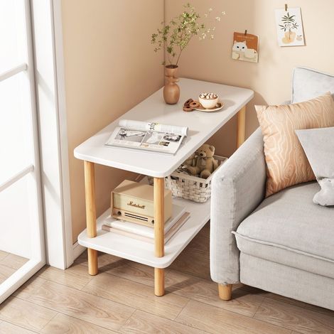 Petite table d'appoint pour canapé, table basse, table de chevet mobile pour chambre à coucher, étagère simple pour location, 60 x 30 x 53 cm (1/4)