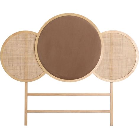 Tête de lit Larvik style nordique bois et velours - Beige naturel avec nuances de marron et texture bois (1/5)