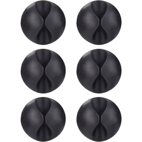 Lot de 6 clips de câble noirs pour câble multi-câble X (alimentation USB, casque, TV, PC, ordinateur portable, bureau à domicile).-AquaForge (1/5)