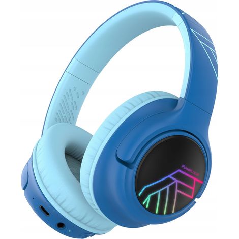 Cuffie wireless PowerLocus Bobo BlackBlue con LED e ingresso AUX per bambini. (1/5)