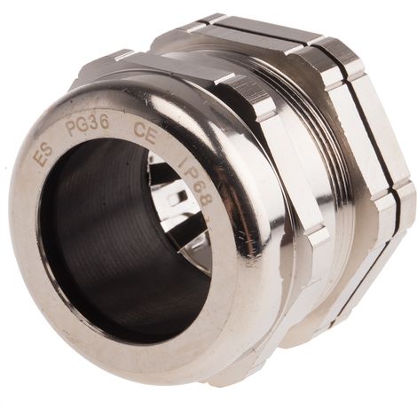 Presse-étoupe PG36 en Laiton nickelé pour câble de 22mm à 32mm, avec contre-écrous, IP68 ( Prix pour 1 ) (1/2)