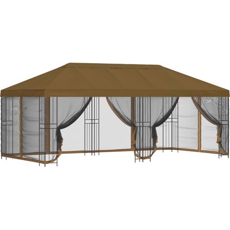 vidaXL Garden Gazebo with Sidewalls 6 x 3 m Taupe Polyester and Steel (1/3)