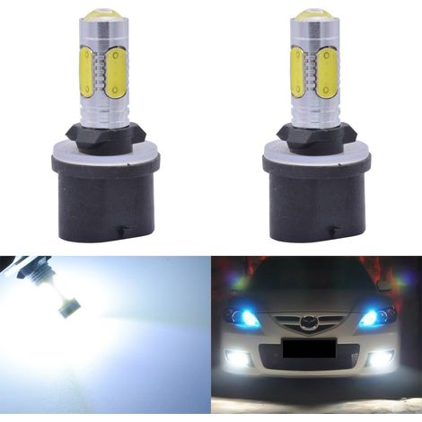 Lot de 2 ampoules à LED COB 9005 HB3 H10 9145 9140 blanches 6000K de 12 V, 7,5 W, 1600 Lumens en aluminium pour phares anti-brouillard, DRL et Clignotants