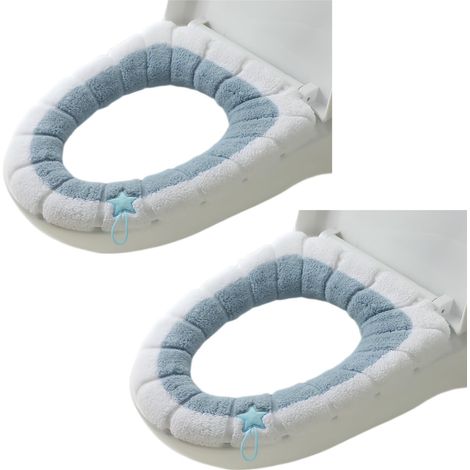 Lot de 2 housses de siège de toilette avec boucle de suspension - Doux et chaud - Lavables (1/5)
