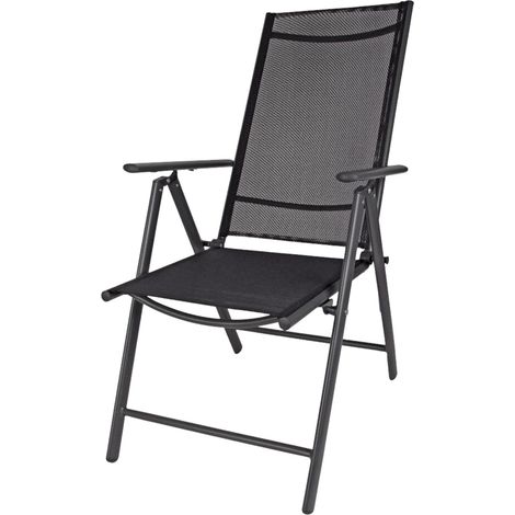 Alu-Klappsessel 7-fach verstellbar anthrazit Gartenstuhl Hochlehner Klappstuhl Textilene Campingstuhl Terrassenstuhl Gartenmöbel Balkonstuhl (1/2)