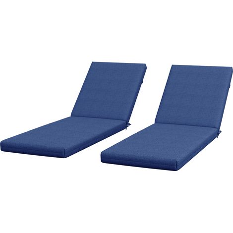 Set mit 2 Sonnenliegenkissen mit Befestigungen, Blau