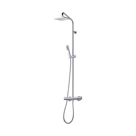 Cristina Ondyna – Colonne de douche thermostatique 250 Chromé – Pommeau carré 20 cm – Corps froid avec cartouche anti-calcaire – Flexible 150 cm (1/2)