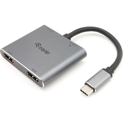ADAPTADOR USB-C 4IN1 2 X HDMI 4K HUB USB-C CARGA USB 3.0 (1/4)