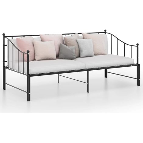 Cadre de canapé-lit extensible - Cadre De Lit Moderne: Simple - Lit Simple - Noir Métal 90x200 cm Chic-435891