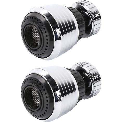 Lntyq 2 Pièces Mousseur Robinet Robinet d'eau Pivotante à 360°, Aerateur Robinet Economie Eau,Cuisine Économiseur d'eau Double Fonction Rotation, Embout Aérateur de Robinet 360° (Argent) (1/5)