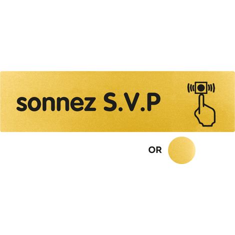 Plaque de porte Sonnez SVP - Classique or 170x45mm - 4491127