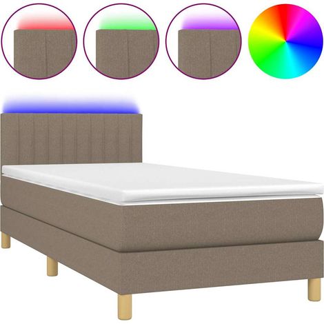 Maison Exclusive - Cama box spring con colchón LED tela gris taup (1/5)