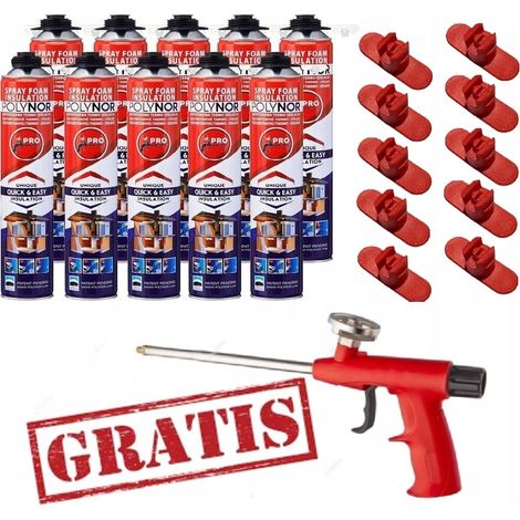 10x POLYNOR PRO PUR schiuma spray per tetti, pareti divisorie e pavimenti