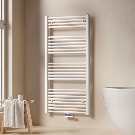 EMKE Badheizkörper Handtuchtrockner Handtuchwärmer 60x120cm 624 Watt Weiß Bad-Heizkörper Mittelanschluss