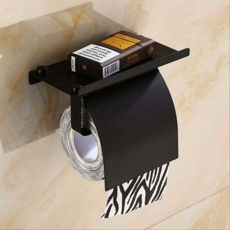 Porte-papier Hygiénique Mural, Porte-rouleau De Papier Toilette En Acier Inoxydable Antirouille Avec Étagère Pour Téléphone Pour Salle De Bain Et Cuisine Noir. (1/5)