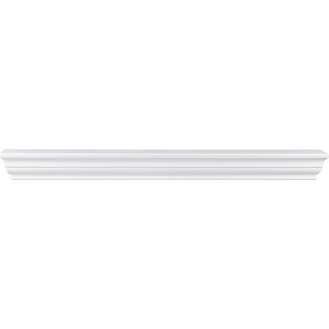 Mophorn Fireplace Mantel, 72" x 8" x 5", 50 lbs Weight Capacity, Natural Wood Mantel for Over Fireplace, Wall Mounted Floating Farmhouse Shelf, Handcrafted Wood Fireplace Mantel for Wall Decor, White (1/5)