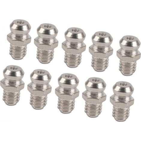 Lot de 10 embouts de rechange en métal pour pistolet à graisse, accessoires de lubrification résistants à la rouille pour l'automobile, la moto et l'industrie (M6 Straight) (1/5)