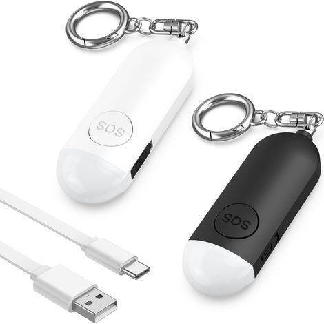 Filiyano-Lot de 2 alarmes personnelles pour femmes et personnes âgées, porte-clés alarme sonore 130 dB, alarme Safesound pour enfants, double (1/5)