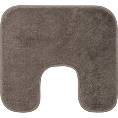 Tapis de Bain Antidérapant avec découpe, RIO, 100% microfibres, Idéal comme tapis de WC pour toilettes au sol, 50 x 45 cm - Taupe (1/5)