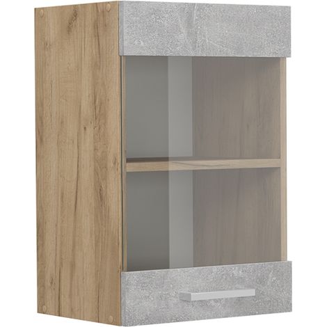 Küchenglashängeschrank R-Line, Beton, 40 cm, Vicco
