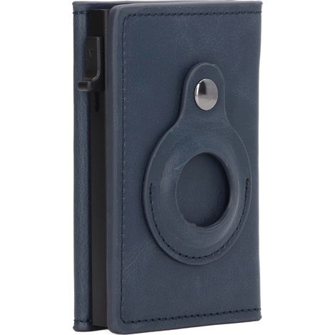 Portefeuille en similicuir bleu avec protection anti-fraude RFID, étui anti-perte pour localisateur IOS, étui à cartes antivol.