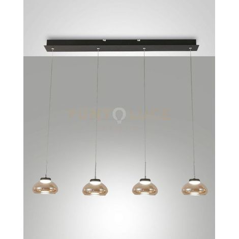 ARABELLA SOSPENSIONE AMBRA 4 LUCI RETTANGOLARE A LED 3000K - 32W - 3020 lm DIMMERABILE SMART C/ACC.