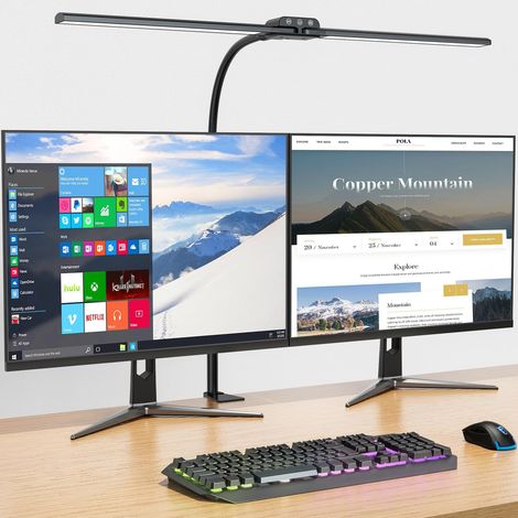 Lampe de Bureau LED Puissante, Lampe de bureau à double tête avec pince, Lampe d'architecte lumineuse avec 4 températures de couleur&luminosité, Commande tactile, Protection des Yeux