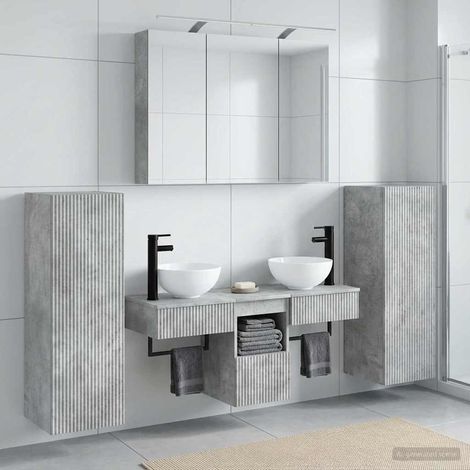vidaXL Bathroom Furniture Set 6 pcs Concrete Grey (1/5)