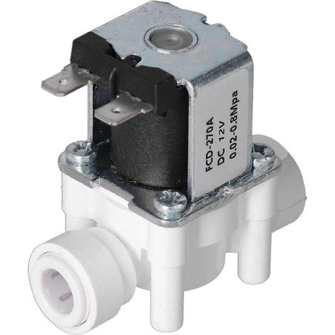 Électrovanne en plastique, raccord rapide 3/8 po, normalement fermée, 12 V CC (1/5)