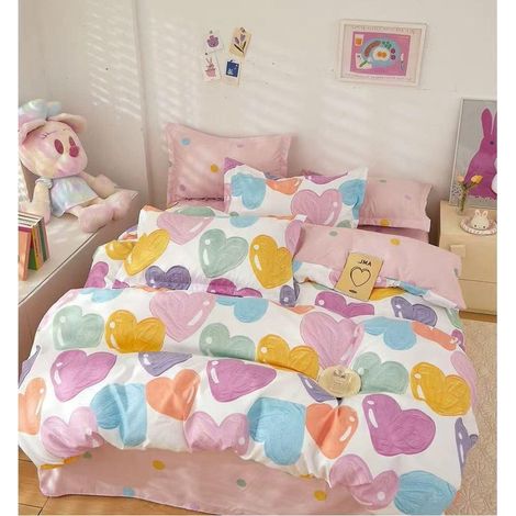 Parure de lit élégante pour 2 personnes, en coton fin, 6 pièces : drap-housse 180x200 cm, housse de couette 200x230 cm, 2 taies d’oreiller 70x70 cm et 2 taies d’oreiller 55x75 cm, motif cœurs, blanc e (1/5)