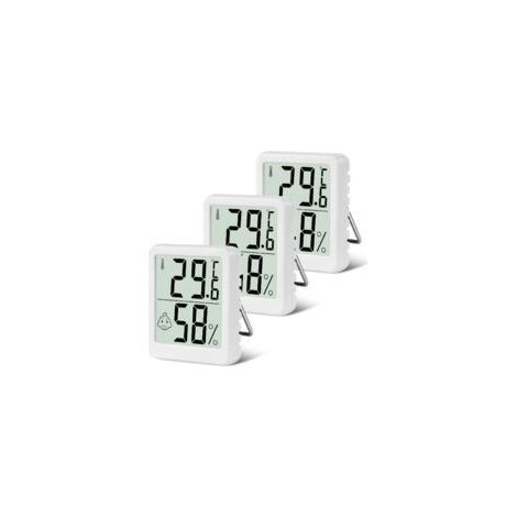 Mini-Innenthermometer, digitales Thermometer-Hygrometer mit Ständer, Umgebungstemperatur- und Feuchtigkeitsmonitor, Komfortanzeige für Gewächshaus, Wohnzimmer, Büro (Weiß, 3 Stück) (1/5)